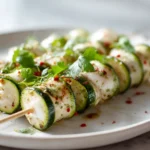 Brochettes de courgettes marinées au Airfryer, savoureuses et colorées