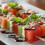Brochettes de melon et feta cuites en Airfryer, légères et savoureuses