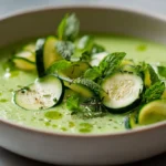 Gaspacho de courgettes préparé en Airfryer, frais et coloré