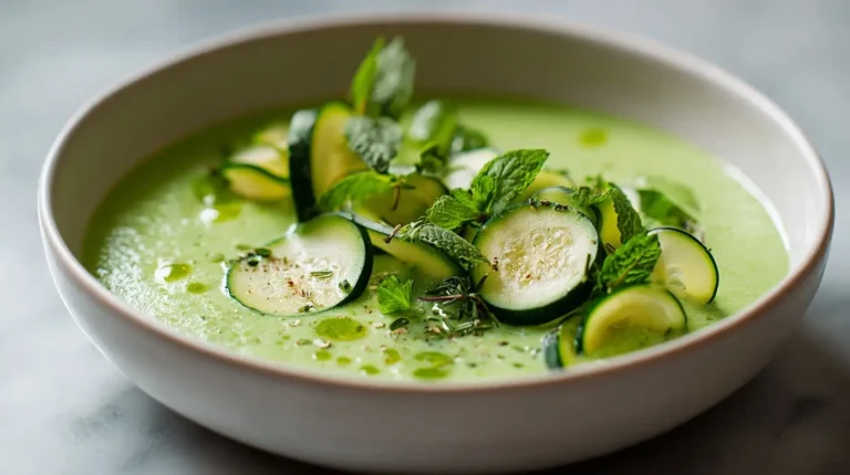 Gaspacho de courgettes préparé en Airfryer, frais et coloré
