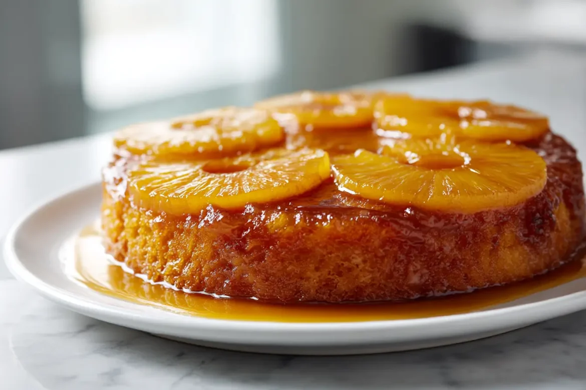 Gâteau renversé à l’ananas préparé en Airfryer, moelleux et caramélisé.