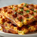 Savoureuses gaufres courgette-feta au airfryer, légères et dorées.