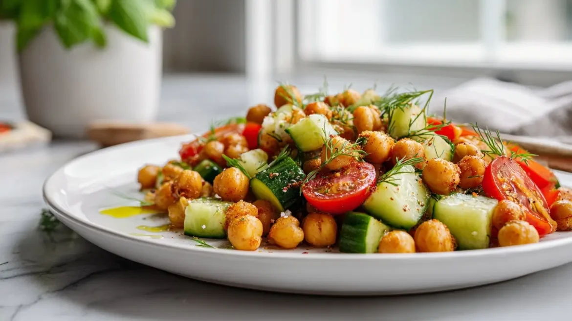 Salade de pois chiches rôtis au airfryer Salade de pois chiches rôtis au Airfryer, colorée et savoureuse