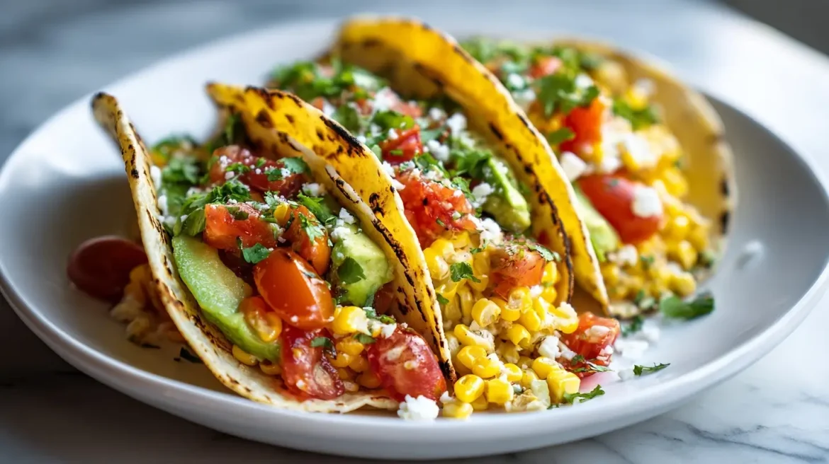 Tacos végétariens au maïs grillé Tacos végétariens au maïs grillé, savoureux et croustillants