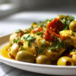 Tajine de poulet aux olives, savoureux et cuit à la perfection dans l'Airfryer.
