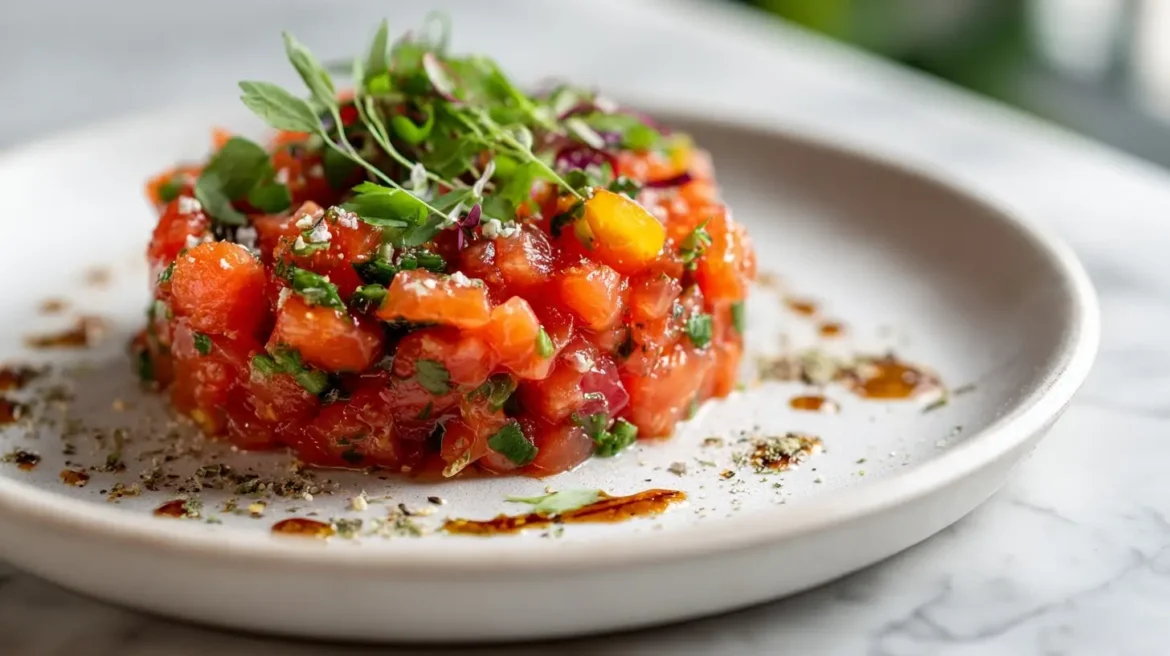 Tartare de tomates préparé en Airfryer, savoureux et coloré