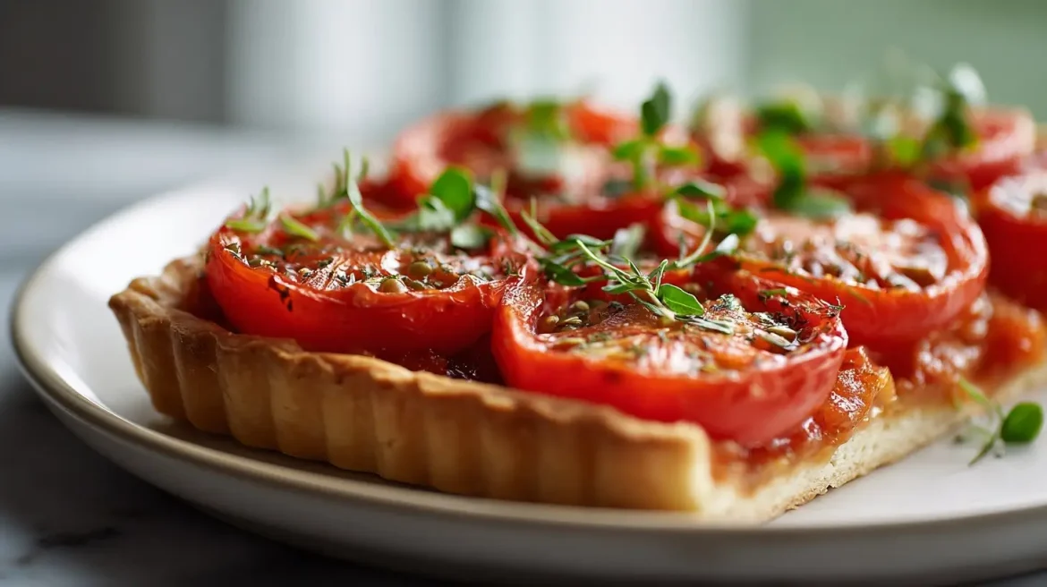 Tarte fine tomate moutarde au airfryer Tarte fine tomate moutarde au Airfryer, croustillante à souhait