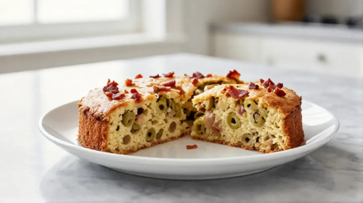 Délicieux cake salé aux olives et lardons préparé en Airfryer