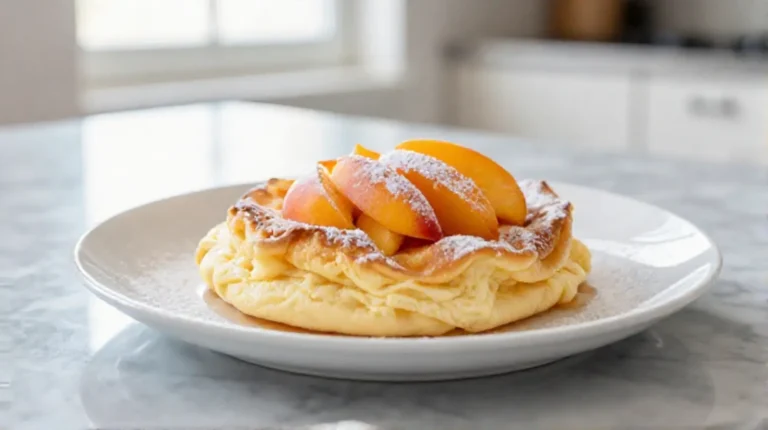 Crêpe soufflée aux pêches cuite à la perfection dans l'Airfryer