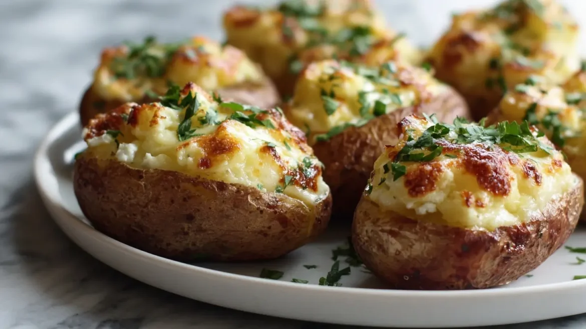 Délicieuses pommes de terre farcies à la raclette cuites en Airfryer.