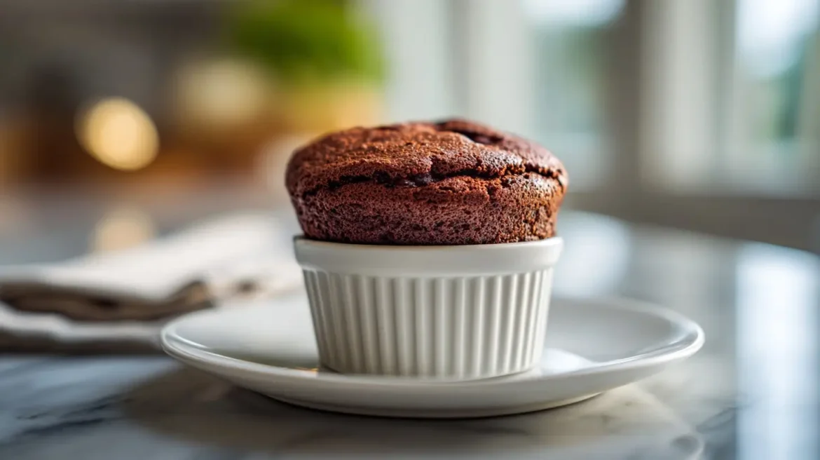 Soufflé au chocolat en Airfryer, léger et fondant