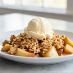 Crumble aux pommes et à la rhubarbe au Airfryer, croustillant et savoureux