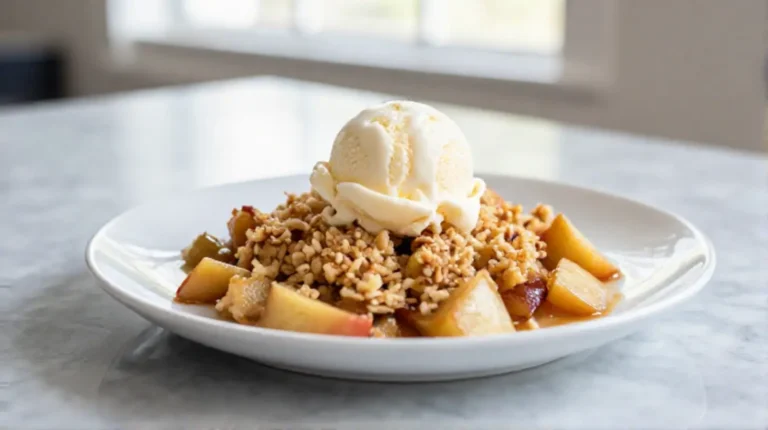 Crumble aux pommes et à la rhubarbe au Airfryer, croustillant et savoureux