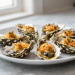 Huîtres gratinées au Airfryer, délicieusement dorées et savoureuses.