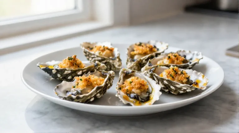 Huîtres gratinées au Airfryer, délicieusement dorées et savoureuses.