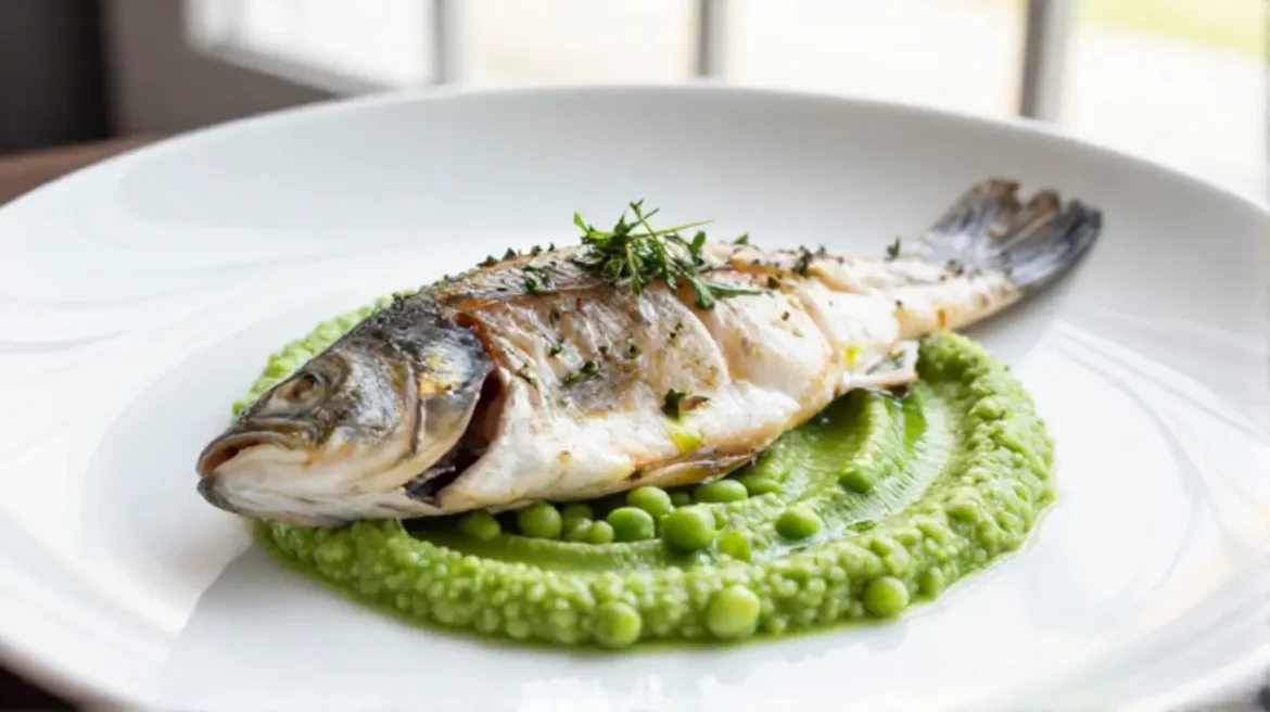 Lieu noir avec sa purée de petits pois au Airfryer, délicieux et coloré