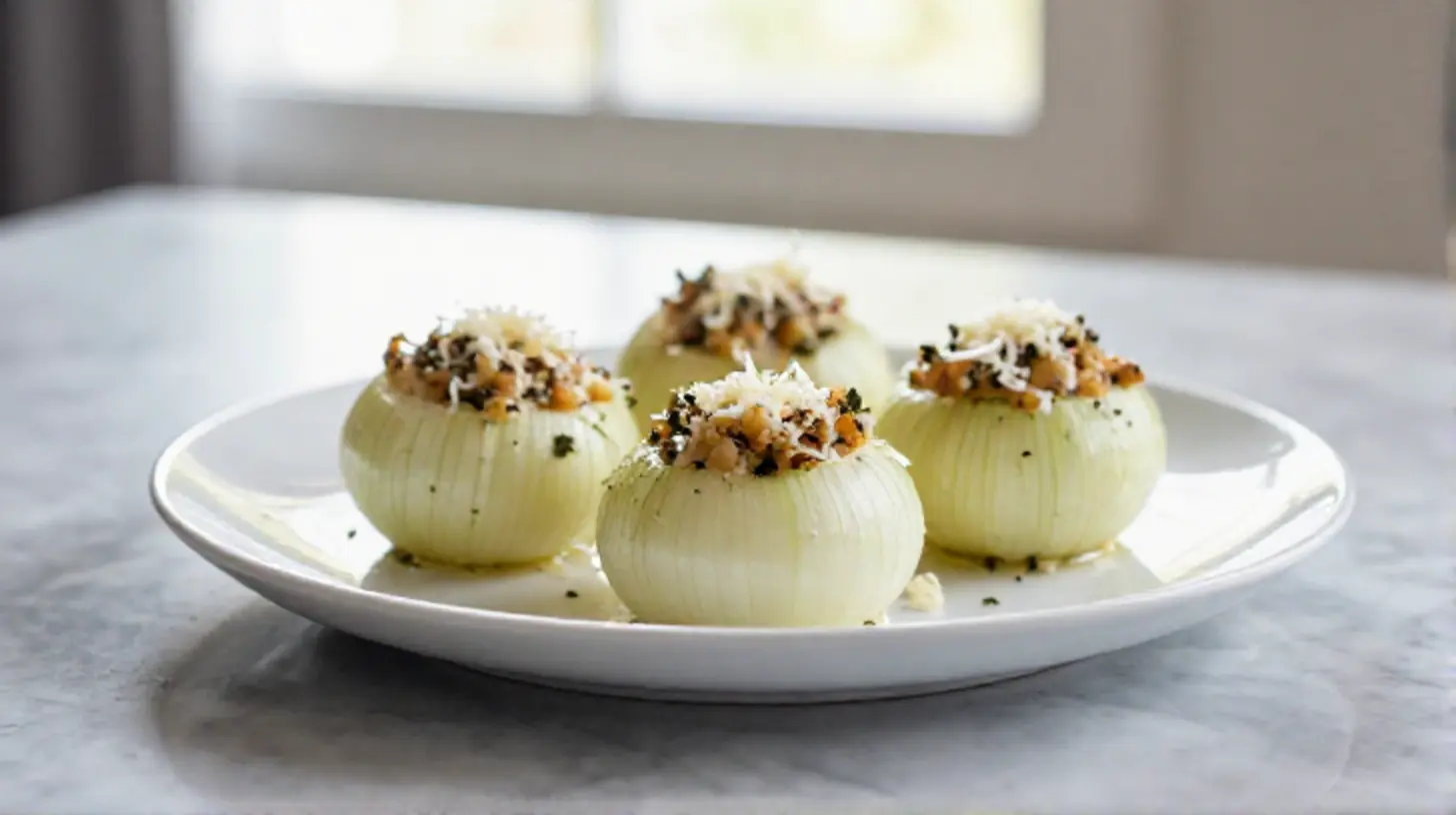 Oignons farcis en Airfryer, savoureux et dorés à souhait