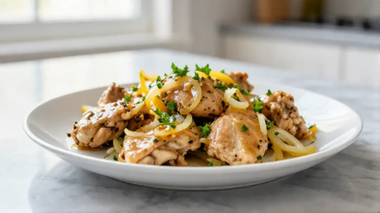 Savoureux poulet Yassa au Airfryer, mariné et parfumé.