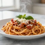 Savoureux spaghettis bolognaise au Airfryer, riches en saveurs.