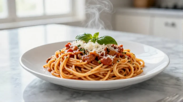 Savoureux spaghettis bolognaise au Airfryer, riches en saveurs.