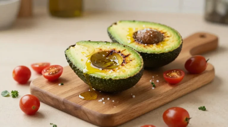 Avocat rôti au Airfryer savoureux et parfaitement cuit, idéal pour une entrée délicieuse.