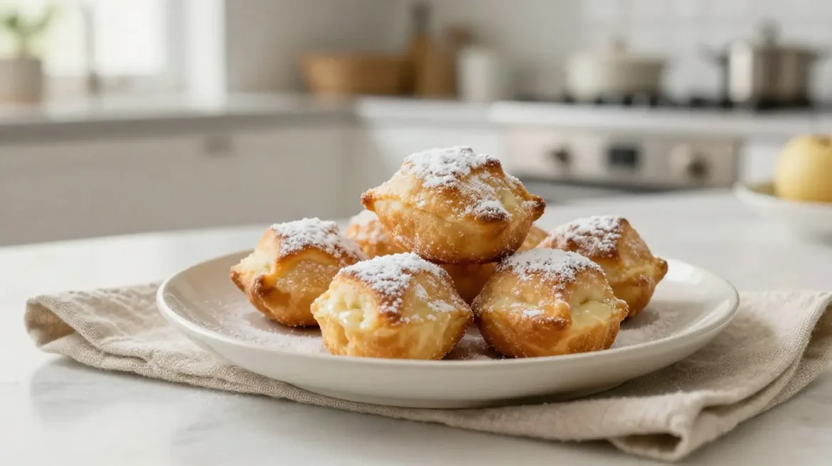Beignets de pommes au Airfryer Délicieux beignets de pommes cuits dans un Airfryer, croustillants et dorés.