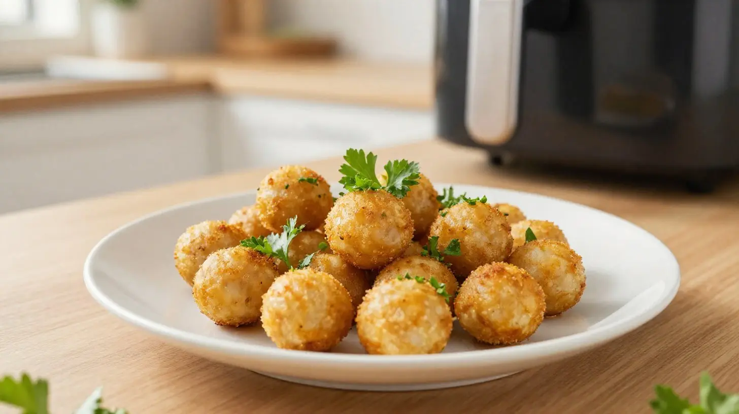 Délicieuses boulettes de pois chiches cuites au Airfryer, croustillantes et savoureuses.