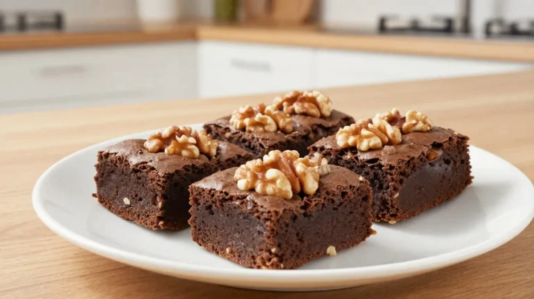 Délicieux brownie aux noix préparé dans un Airfryer, moelleux et savoureux.