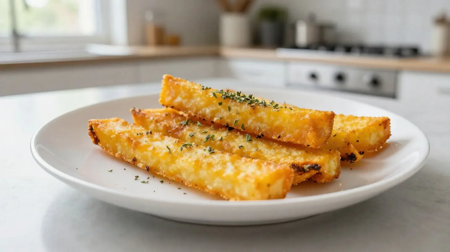 Frites de butternut croustillantes cuites à la perfection dans un Airfryer.