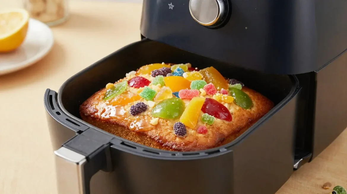 Cake aux fruits confits au Airfryer Délicieux cake aux fruits confits cuit au Airfryer, moelleux et parfumé.