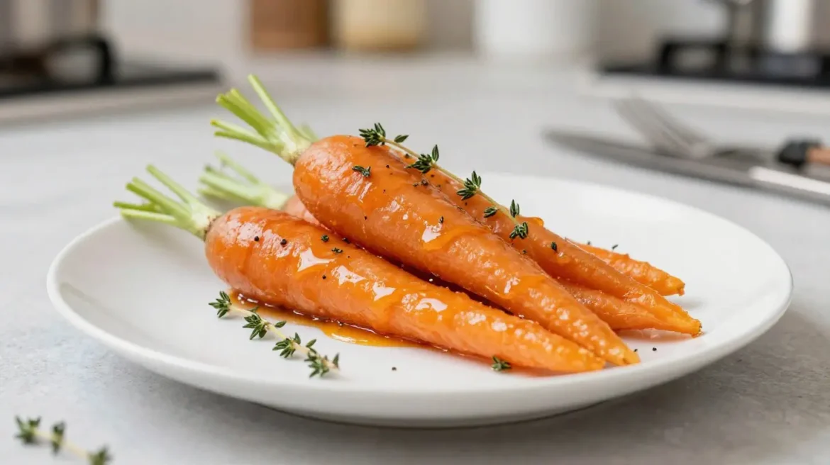 Carottes glacées au miel et thym au Airfryer Délicieuses carottes glacées au miel et thym préparées au Airfryer.