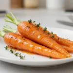 Délicieuses carottes glacées au miel et thym préparées au Airfryer.