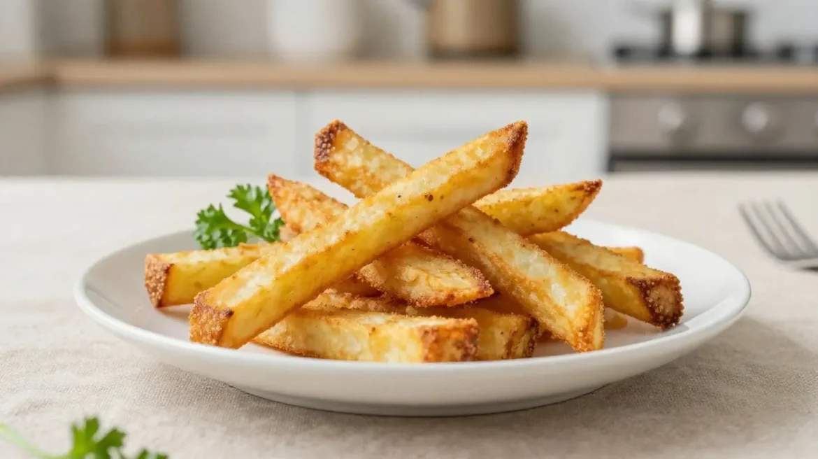 Délicieuses frites de céleri-rave cuites à la perfection dans un Airfryer.
