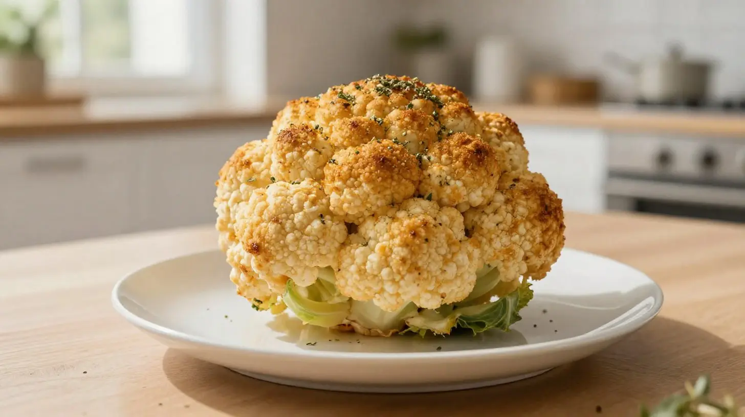 Un chou-fleur rôti entier au Airfryer, doré à souhait et savoureux.