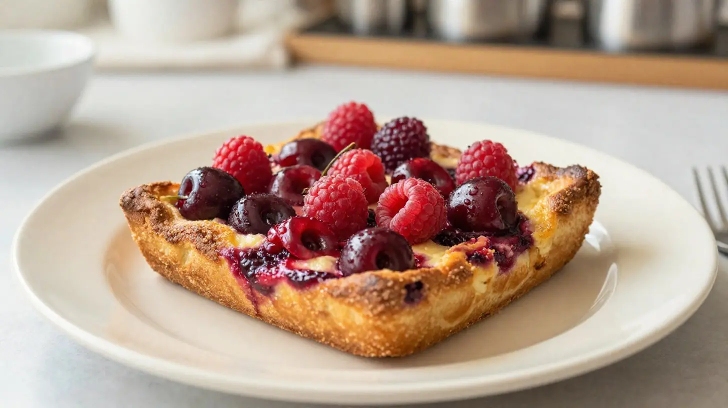 Délicieux clafoutis aux fruits rouges préparé facilement dans un Airfryer.