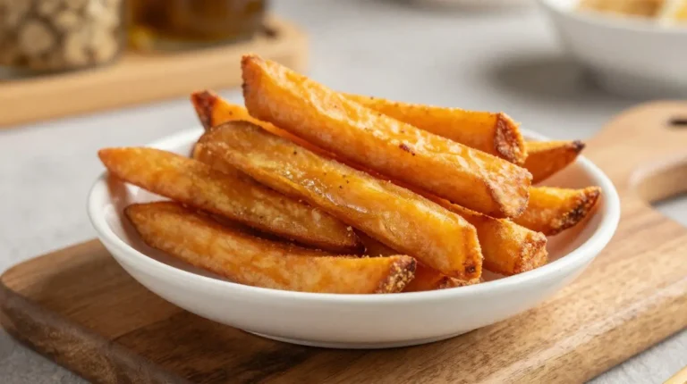 Délicieuses frites de patate douce croustillantes préparées au Airfryer.