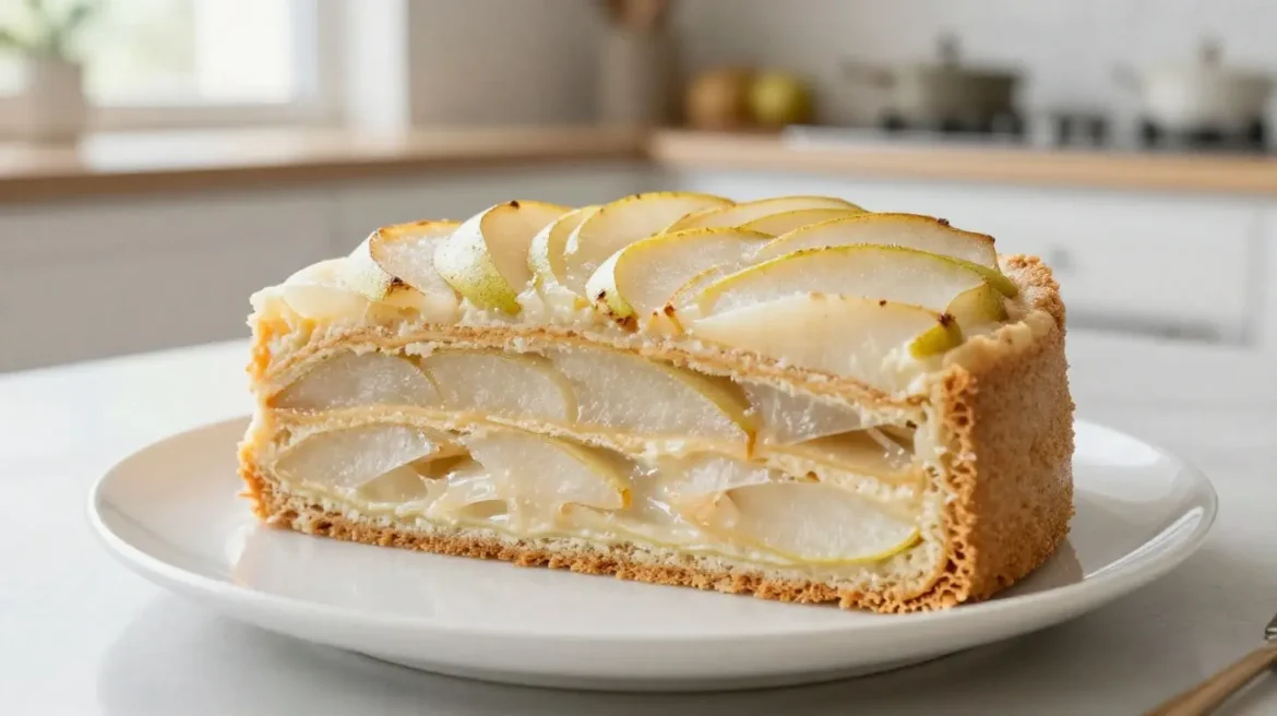 Gâteau invisible aux poires au Airfryer Gâteau invisible aux poires préparé au Airfryer, délicieux et léger.