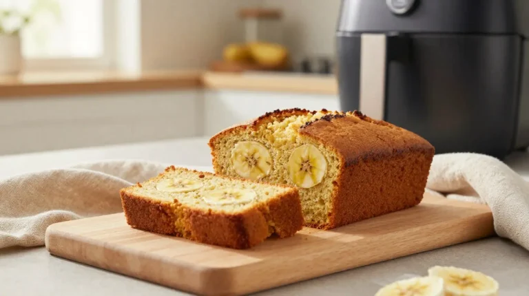 Pain de banane au Airfryer Délicieux pain de banane cuit à l'Airfryer pour une cuisine rapide et savoureuse.