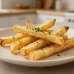 Frites de panais croustillantes préparées dans un Airfryer, délicieuses et saines.