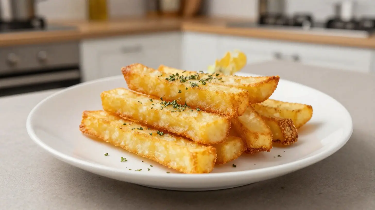 Délicieuses frites de topinambours cuites au Airfryer, croustillantes et aromatiques.