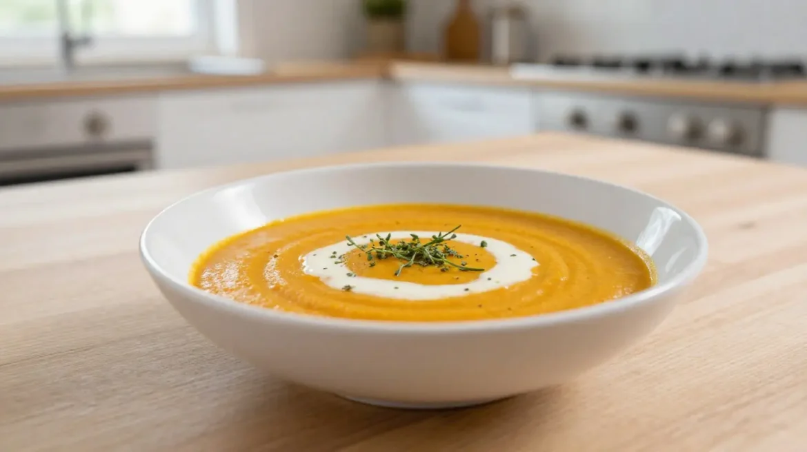 Délicieux velouté de potimarron préparé au Airfryer, riche en saveurs.