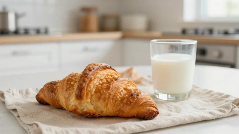 Délicieux pains au chocolat cuits à la perfection dans un Airfryer, accompagnés de lait crémeux.