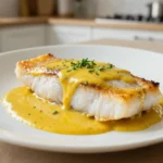Délicieux cabillaud à la dijonnaise cuit au Airfryer, parfait pour un dîner léger.